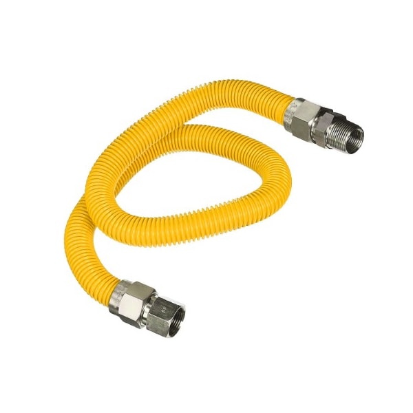 Flextron Gas Line Hose 3/8'' O.D.x60'' Len 1/2" FIPxMIP Fittings Yellow Coated Stainless Steel Flexible FTGC-YC14-60C - main